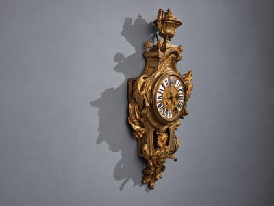 Louis XV Figural Cartel Clock Dore Bronze France 19th Century