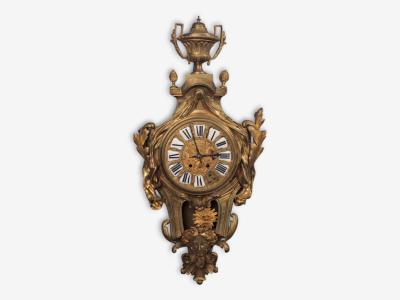 Louis XV Figural Cartel Clock Dore Bronze France 19th Century