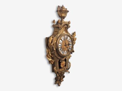 Louis XV Figural Cartel Clock Dore Bronze France 19th Century