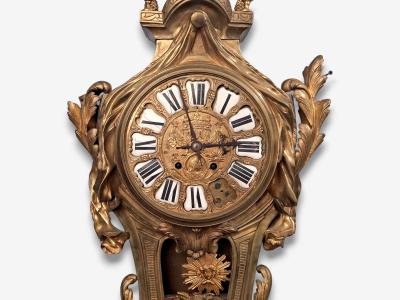 Louis XV Figural Cartel Clock Dore Bronze France 19th Century
