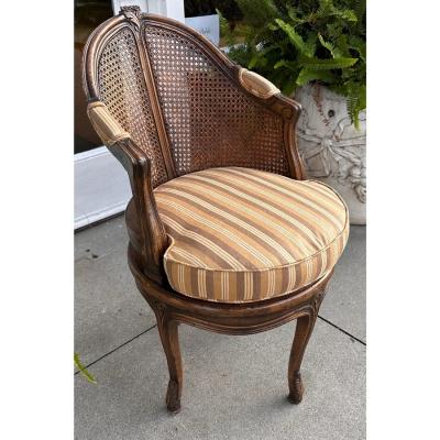 Louis XV French Provincial Style Cane Back Swivel Chair