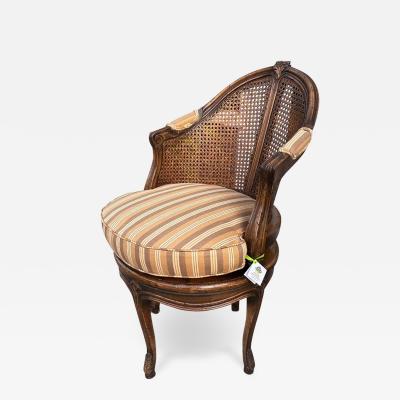 Louis XV French Provincial Style Cane Back Swivel Chair