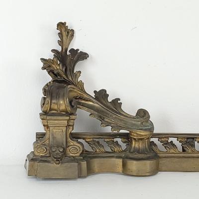 Louis XV Gilt Brass Fireplace Guard or Chenet
