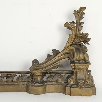 Louis XV Gilt Brass Fireplace Guard or Chenet