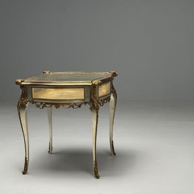Louis XV Jewelry Showcase Vitrine Table Walnut Bronze Gilt 1920s