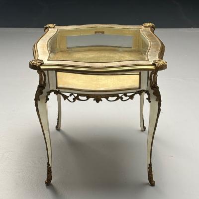 Louis XV Jewelry Showcase Vitrine Table Walnut Bronze Gilt 1920s