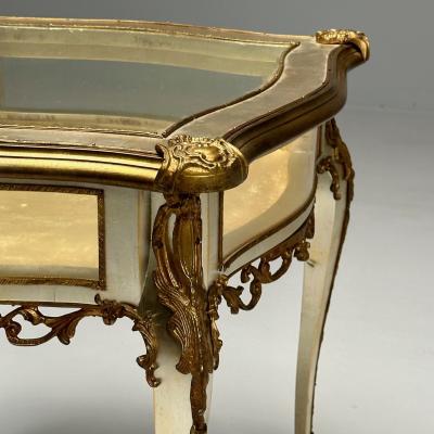 Louis XV Jewelry Showcase Vitrine Table Walnut Bronze Gilt 1920s