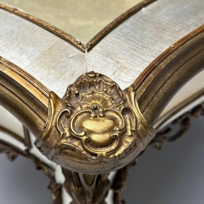 Louis XV Jewelry Showcase Vitrine Table Walnut Bronze Gilt 1920s