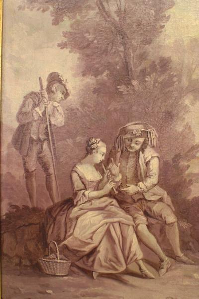 Louis XV Painted Scene Trumeau Wall Mirror