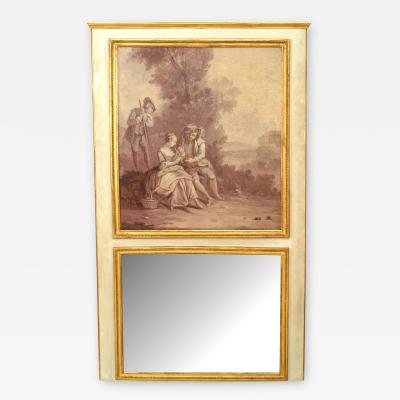 Louis XV Painted Scene Trumeau Wall Mirror