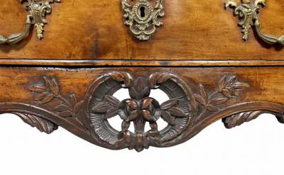 Louis XV Provincial Walnut Bombe Commode