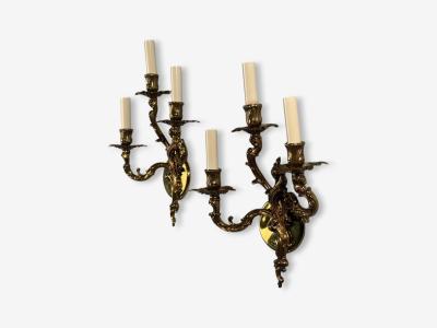 Louis XV Rococo Candle Holder Sconces Bronze Plastic France 20th c 