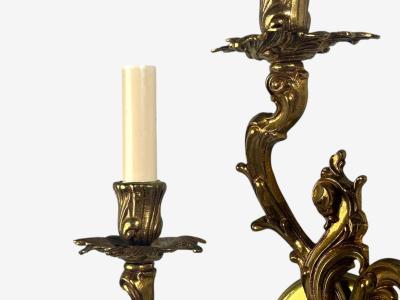 Louis XV Rococo Candle Holder Sconces Bronze Plastic France 20th c 