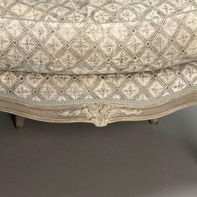 Louis XV Style Berg re Chairs Grey Painted Wood Fabric France 1970s