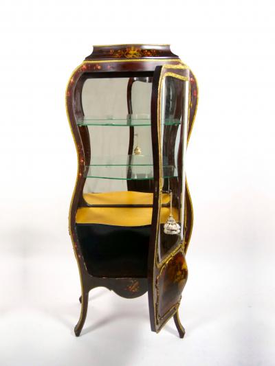 Louis XV Style Bronze Mounted Hand Painted Decorated Curio Vitrine Cabinet