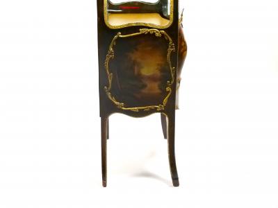 Louis XV Style Bronze Mounted Hand Painted Decorated Curio Vitrine Cabinet