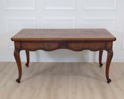 Louis XV Style Flat Center Desk in Walnut and Elm