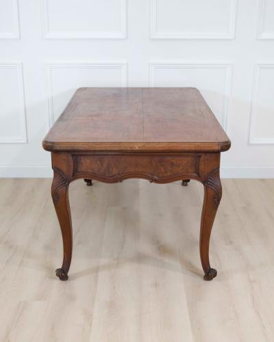 Louis XV Style Flat Center Desk in Walnut and Elm