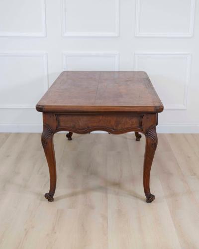 Louis XV Style Flat Center Desk in Walnut and Elm