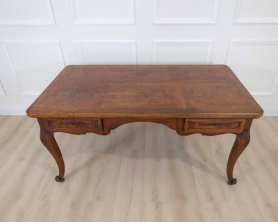 Louis XV Style Flat Center Desk in Walnut and Elm