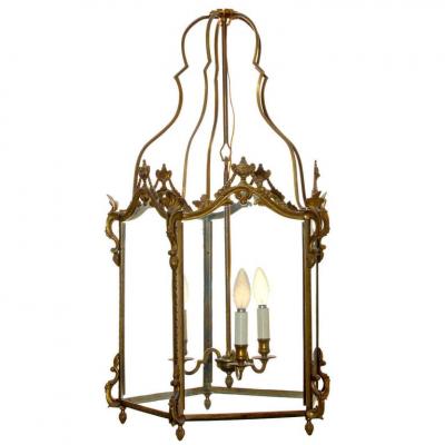 Louis XV Style Gilt Bronze Hexagonal Hall Lantern
