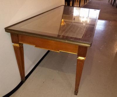 Louis XV Style Glass Top Jansen Style Coffee Table