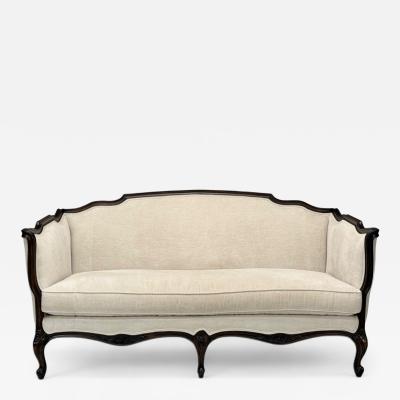 Louis XV Style Mahogany Beige Fabric Sofa France 20th C 