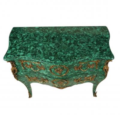 Louis XV Style Malachite Ormolu Mounted Chest of Drawers Commode