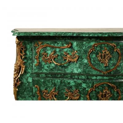 Louis XV Style Malachite Ormolu Mounted Chest of Drawers Commode