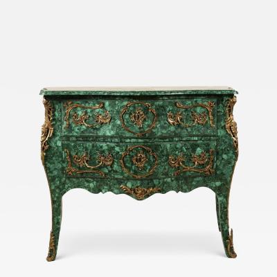 Louis XV Style Malachite Ormolu Mounted Chest of Drawers Commode