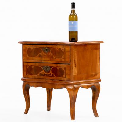 Louis XV Style Marquetry Mahogany Two Drawer Chest