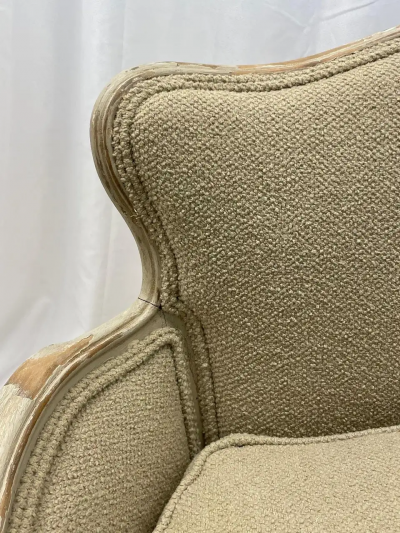 Louis XV Style Paint Decorated Sofa Beige Boucl Upholstered Gilt