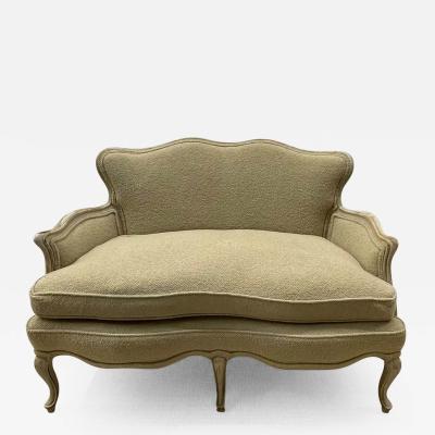 Louis XV Style Paint Decorated Sofa Beige Boucl Upholstered Gilt