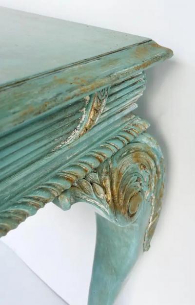 Louis XV Style Painted Gilt Console Table with Ball and Claw Feet
