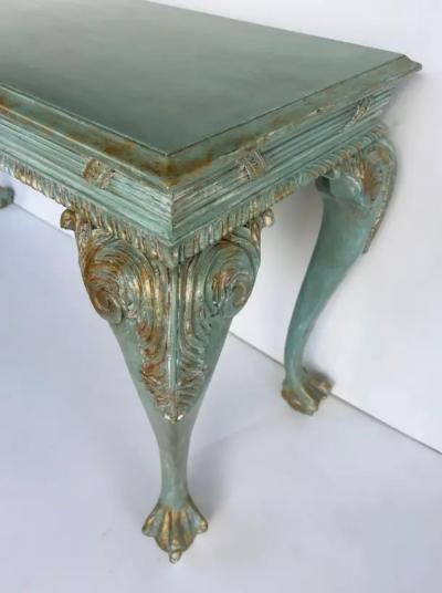 Louis XV Style Painted Gilt Console Table with Ball and Claw Feet