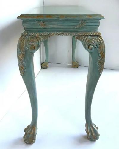 Louis XV Style Painted Gilt Console Table with Ball and Claw Feet