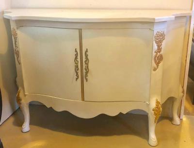 Louis XV Style Parcel Gilt and Paint Decorated Two Door Cabinet Server Sideboard