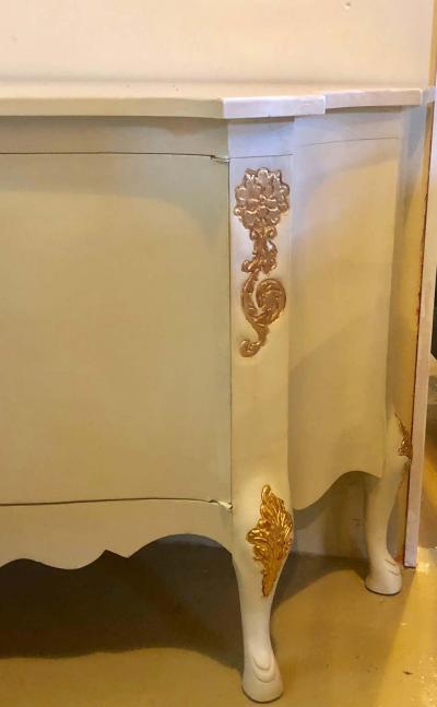Louis XV Style Parcel Gilt and Paint Decorated Two Door Cabinet Server Sideboard