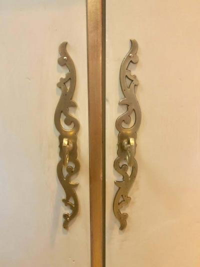 Louis XV Style Parcel Gilt and Paint Decorated Two Door Cabinet Server Sideboard