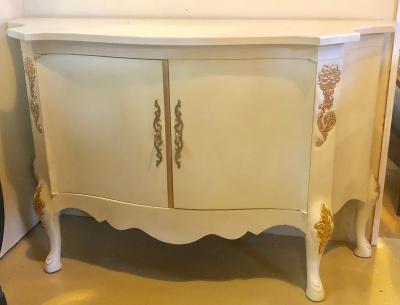 Louis XV Style Parcel Gilt and Paint Decorated Two Door Cabinet Server Sideboard