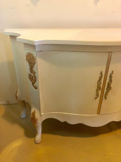 Louis XV Style Parcel Gilt and Paint Decorated Two Door Cabinet Server Sideboard