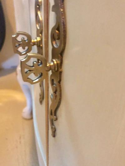 Louis XV Style Parcel Gilt and Paint Decorated Two Door Cabinet Server Sideboard