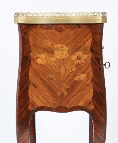 Louis XV Style Petite Commode with Marquetry and Bronze Gallery Feet