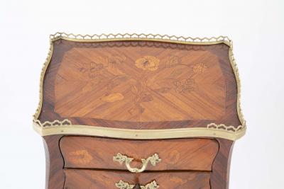 Louis XV Style Petite Commode with Marquetry and Bronze Gallery Feet