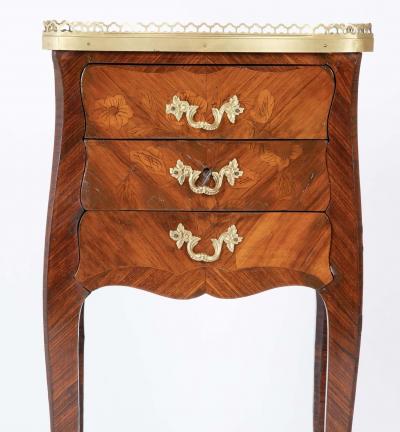 Louis XV Style Petite Commode with Marquetry and Bronze Gallery Feet