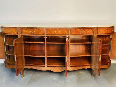 Louis XV Style Rosewood Inlaid Sideboard Credenza Cabinet Bronze Mounted