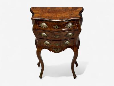 Louis XV Style Small Bombay Chest Walnut Porcelain Bronze Austria 19th c 