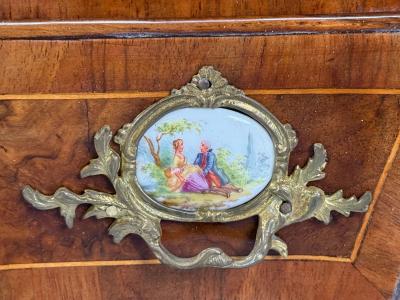 Louis XV Style Small Bombay Chest Walnut Porcelain Bronze Austria 19th c 