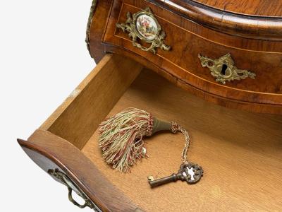 Louis XV Style Small Bombay Chest Walnut Porcelain Bronze Austria 19th c 