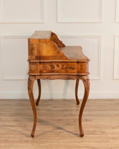 Louis XV Style Tiered Desk In Burr Walnut 19th Century
